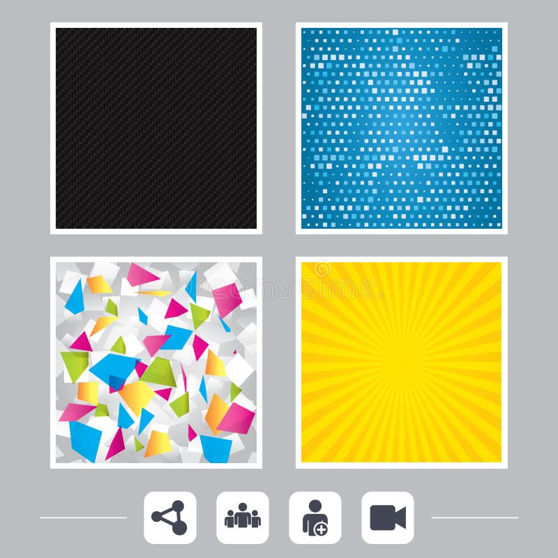 Group of people and share icons. Video camera. vector illustration