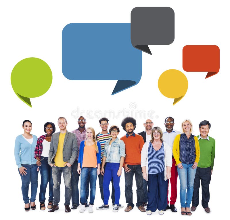 Group of People with Speech Bubbles Stock Image - Image of colourful ...