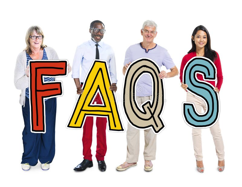 Group of People Standing Holding FAQS Letter Concept royalty free stock photography