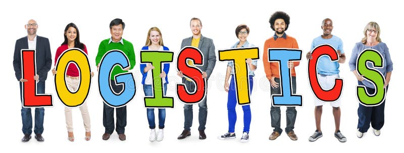Group of People Standing Holding Logistics Letter Concept royalty free stock photos