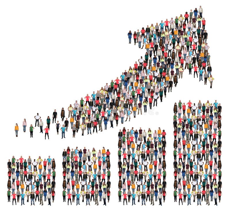 Gruppe von Menschen, die Erfolg business-Gewinn-Wachstums-Diagramm, Pfeil Umsatz wächst.