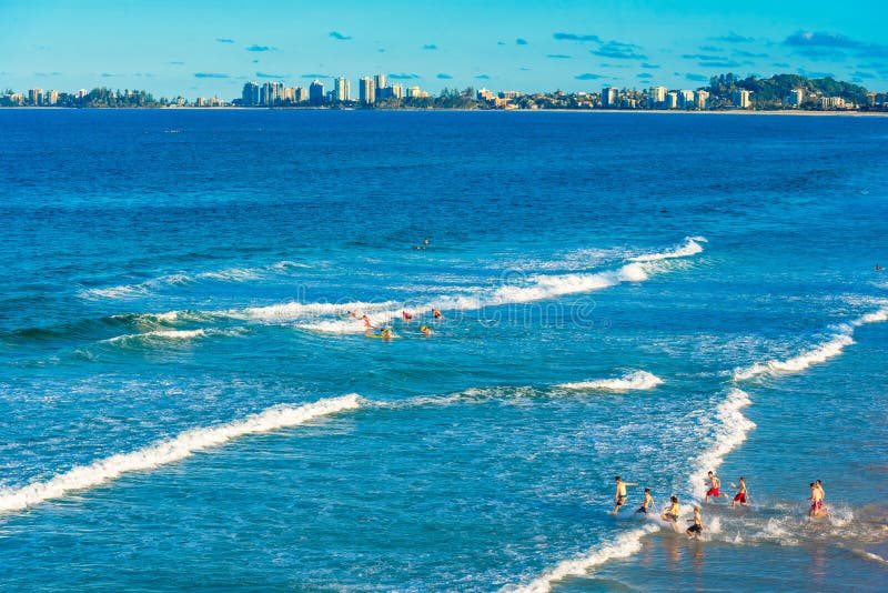 Group of People on a Surf, Gold Coast, Queensland, Australia Stock