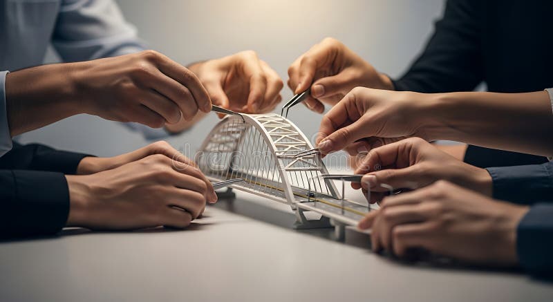 Team Collaboration on Architectural Model royalty free illustration