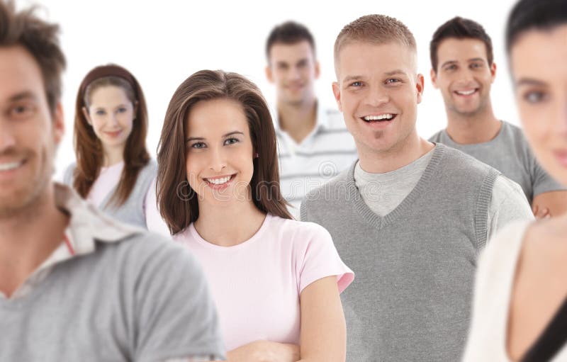 Group portrait of happy young people