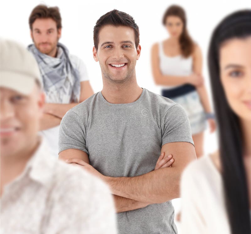 Group portrait of happy young people