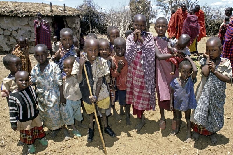 Group portrait of Maasai children, Kenya stock image Group portrait of Maasai children, Kenya stock image