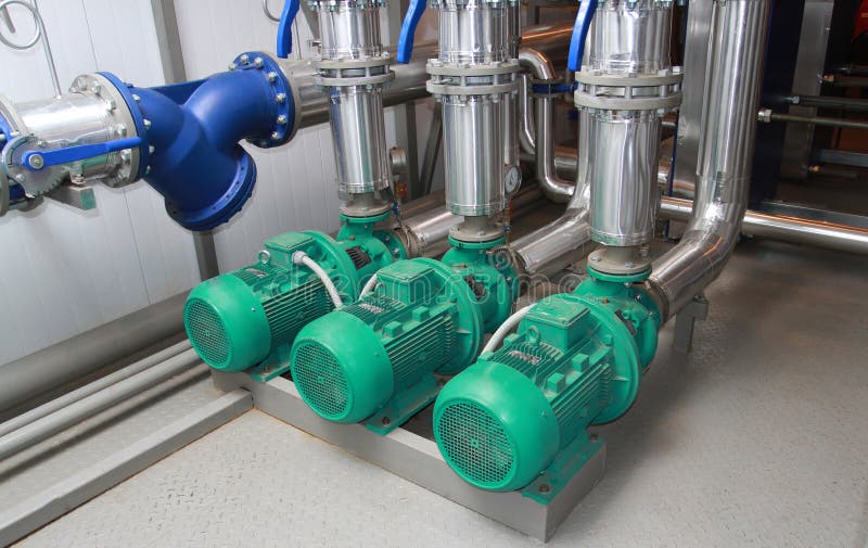 Group of powerful pumps stock photo