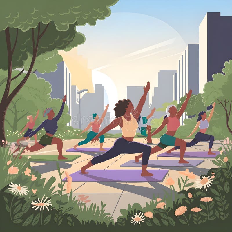 Urban group yoga session
