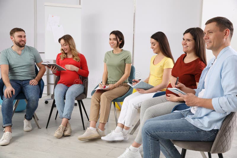 Group of pregnant women at courses for expectant mothers indoors Stock  Photo - Alamy