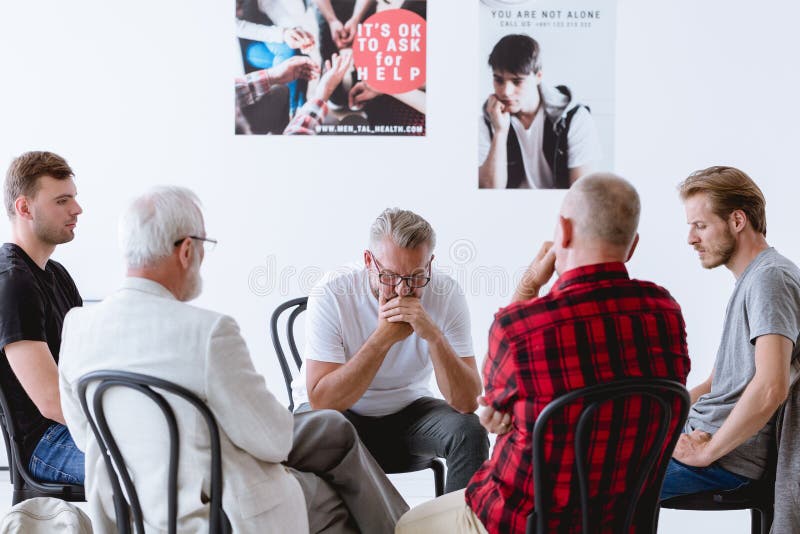 Group psychotherapy for men stock photos