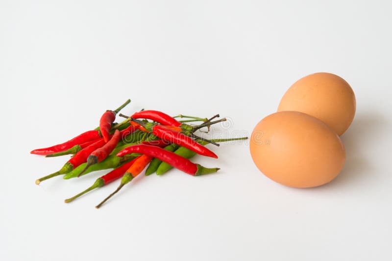 Group of Red and Green Hot Chili Pepper with Egg Stock Photo Image of