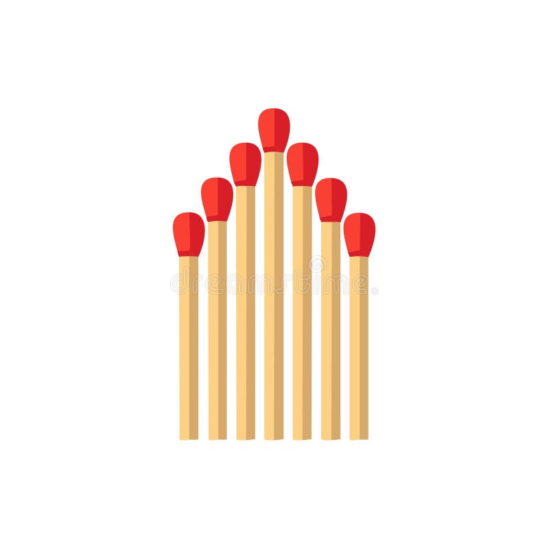 Group of red tipped matchsticks forming a unique ascending descending pattern vector illustration