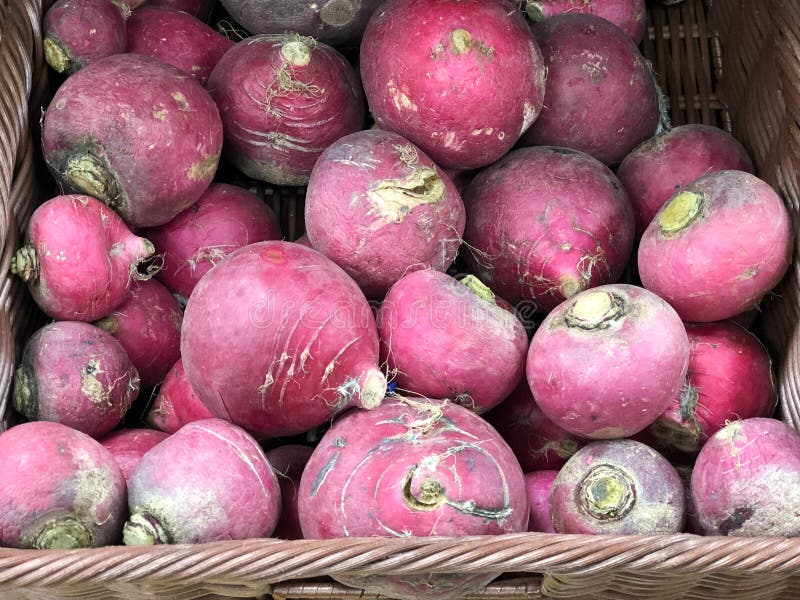Group of Red Turnips in a Brown Basket Stock Photo Image of turnips