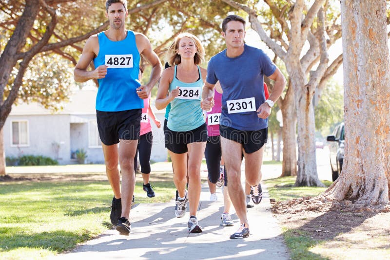 Group of Runners on Suburban Street Stock Photo Image of runner