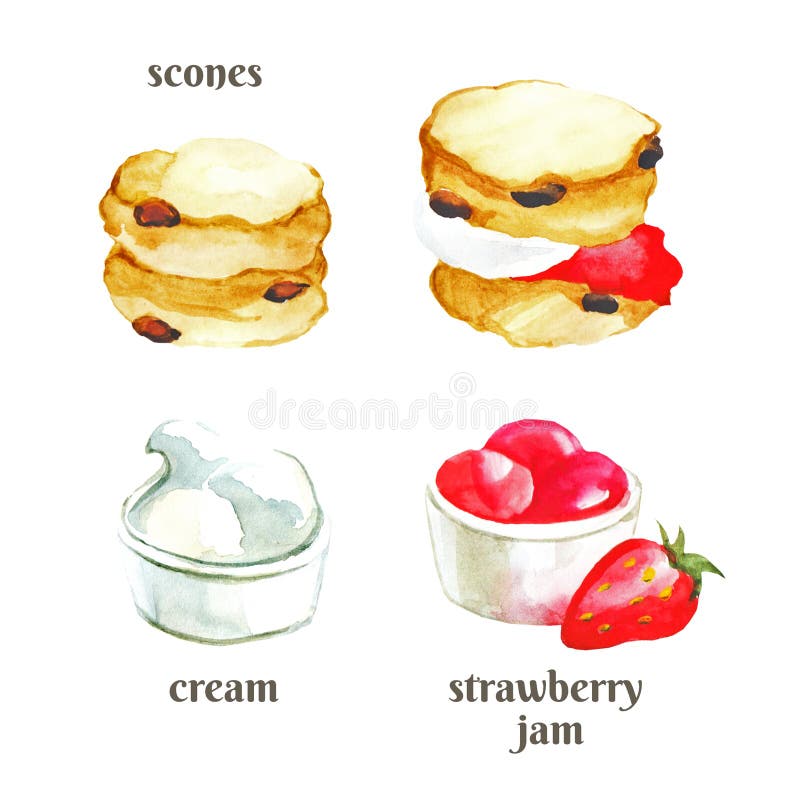 scones with jam and cream clipart flower