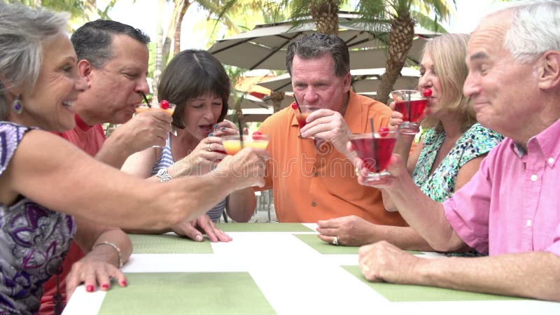 Group Of Senior Friends Enjoying Cocktails In Bar Together