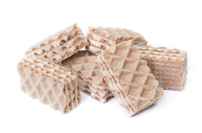 Group of small multilayer waffles isolated royalty free stock photography