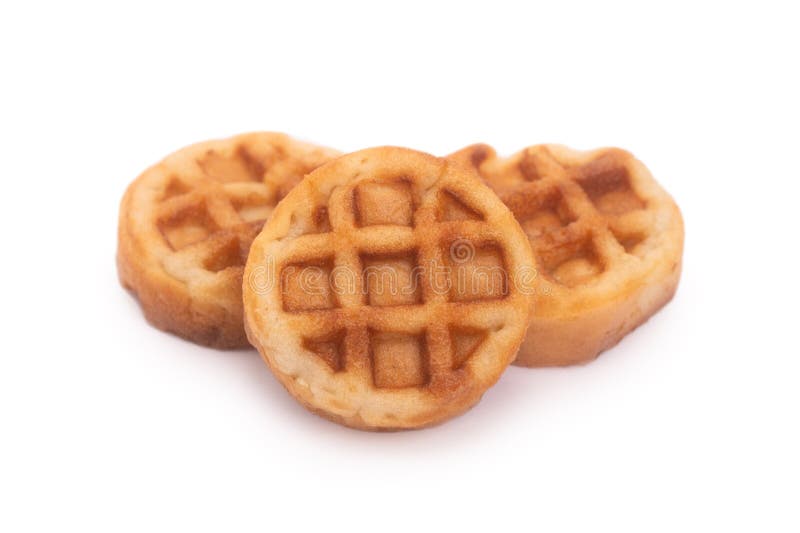 Group of small round tasty waffles vector illustration