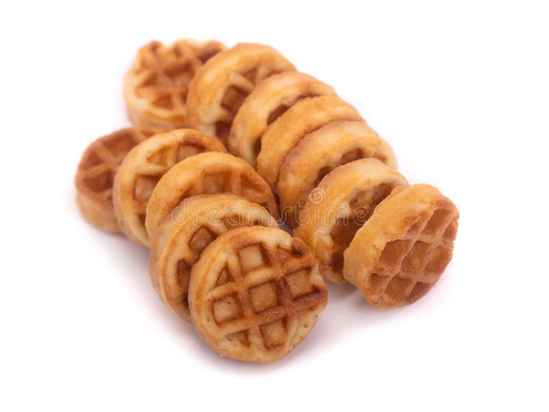 Group of small round tasty waffles vector illustration