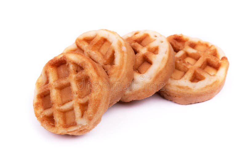 Group of small round waffles royalty free stock photo