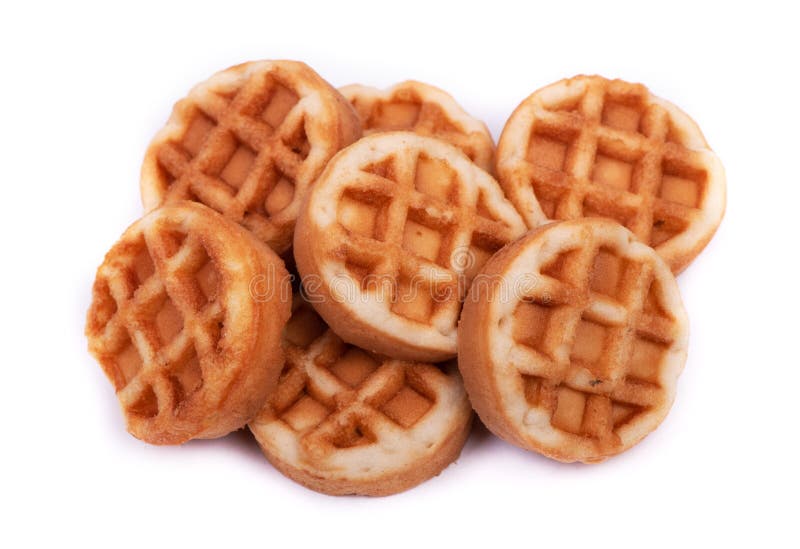 Group of small round waffles royalty free stock photos