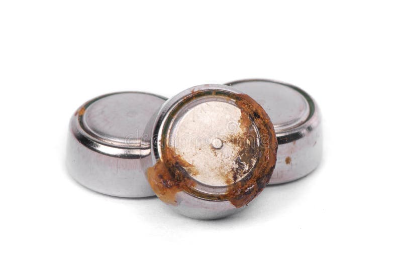 Group of Small Watch Rusty Batteries Stock Image Image of button