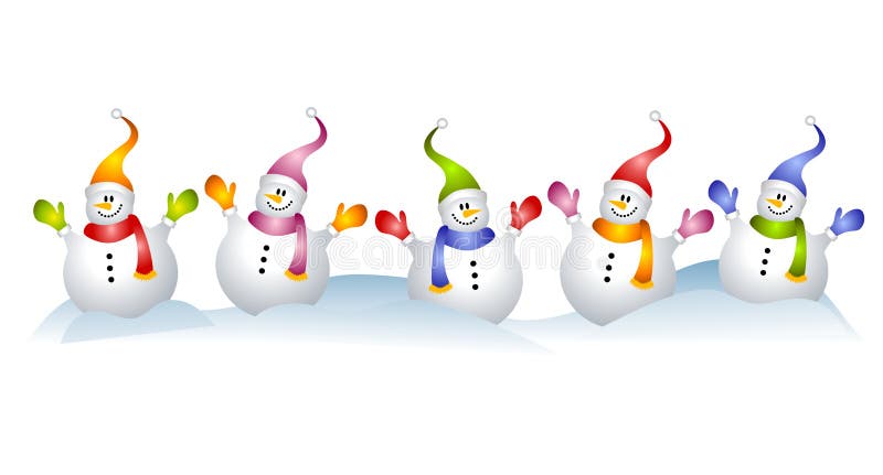 Group Of Snowmen Snowman Clip Art Stock Illustration - Illustration of  logos, border: 3766119