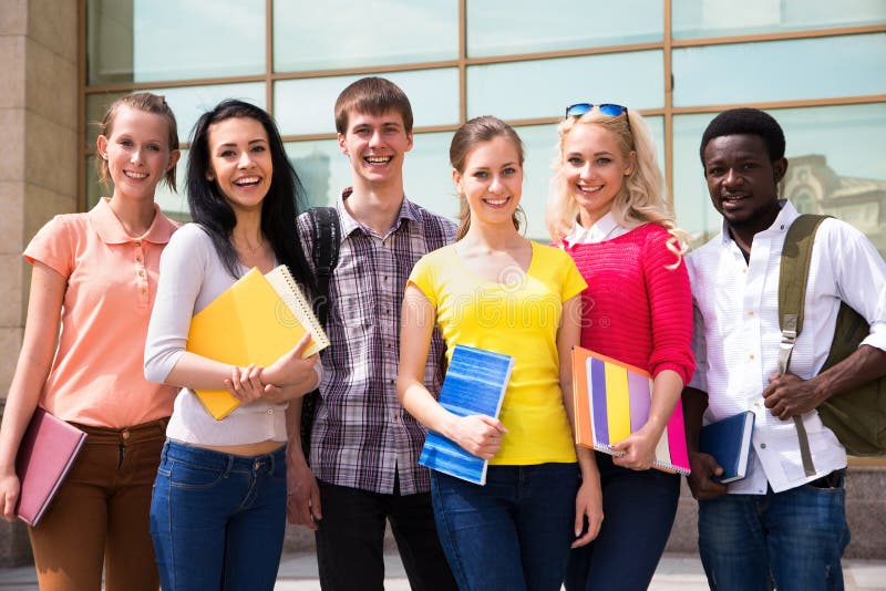Group of student outdoor royalty free stock images