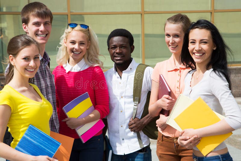 Group of student outdoor royalty free stock photos