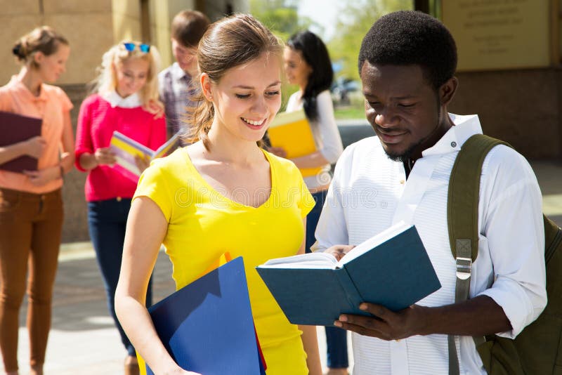 Group of student outdoor royalty free stock image