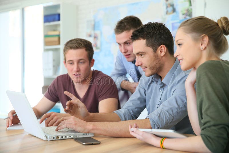 Group of students during business training