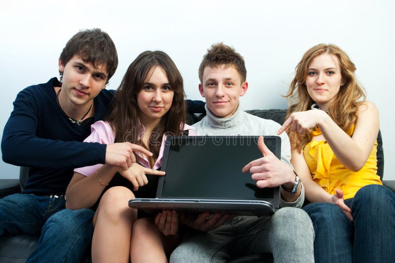 Group of students with the laptop