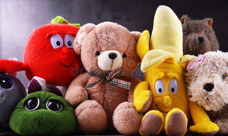 Group of Stuffed Animal Toys in a Children`s Room Stock Image - Image of  mate, miniature: 193847005