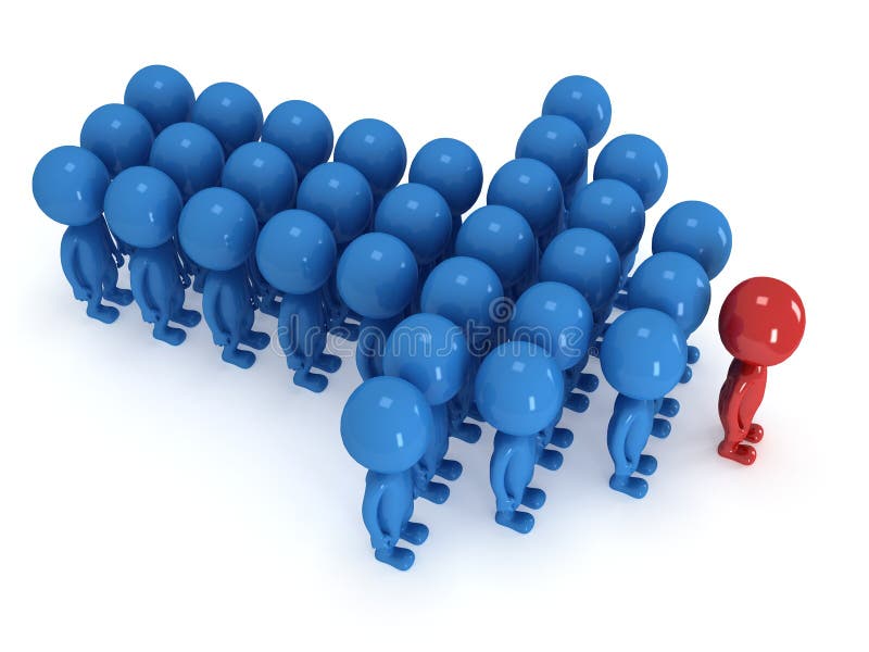 Group of stylized people stand on white vector illustration