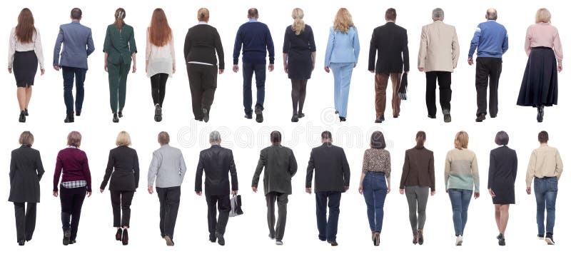 Group of successful business people in motion isolated stock photo