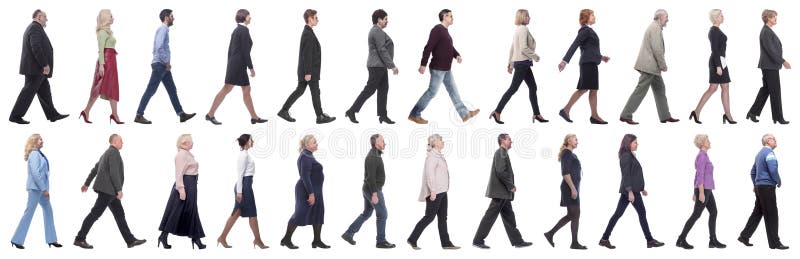 Group of successful business people in motion isolated royalty free stock images