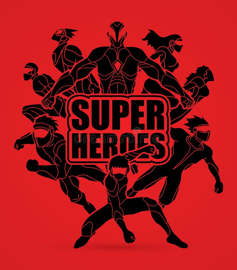 superhero group silhouette