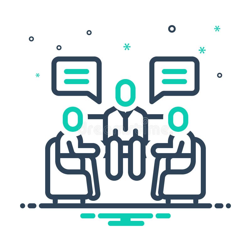 Mix icon for Group Talk, group and meeting stock illustration