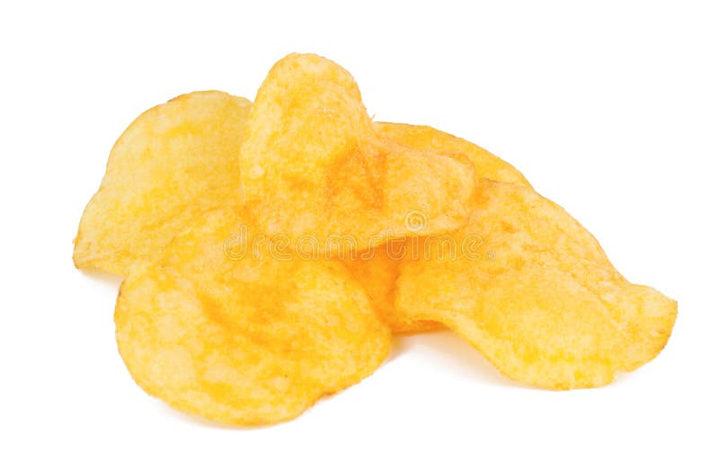 Group of Potato Chips Isolated on White Background Stock Photo Image