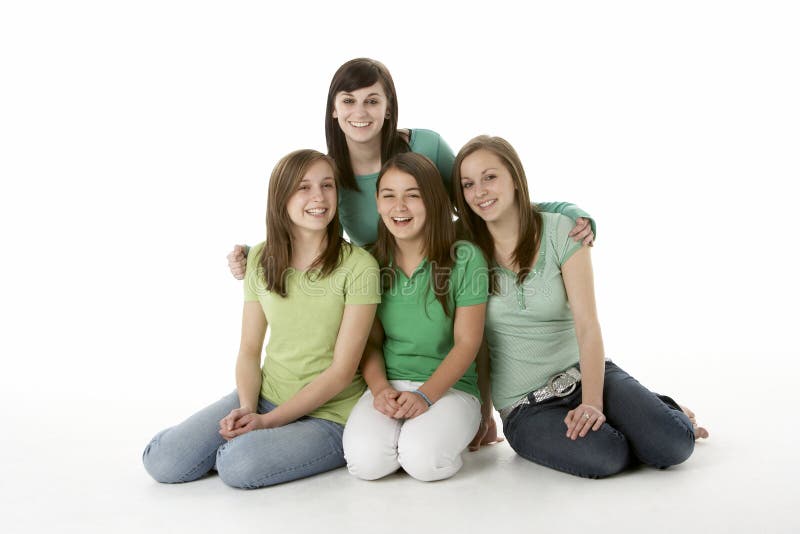 Group Of Teenage Girlfriends royalty free stock photo Group Of Teenage Girlfriends royalty free stock photo