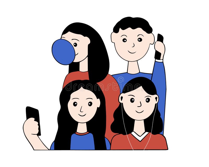 A Group of Teenagers Spend Time Together. Friends Walk Together, Listen To Music, Take Pictures, Talk on the Phone Stock Vector - Illustration of brother, college: 215926526 A Group of Teenagers Spend Time Together. Friends Walk Together, Listen To Music, Take Pictures, Talk on the Phone Stock Vector - Illustration of brother, college: 215926526