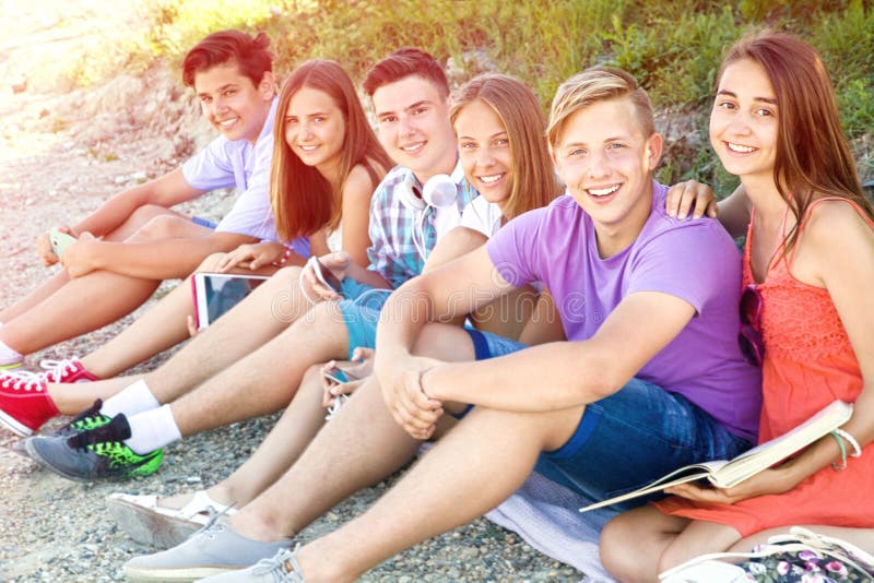 Group of teens stock image. Image of friendship, emotion - 143590153