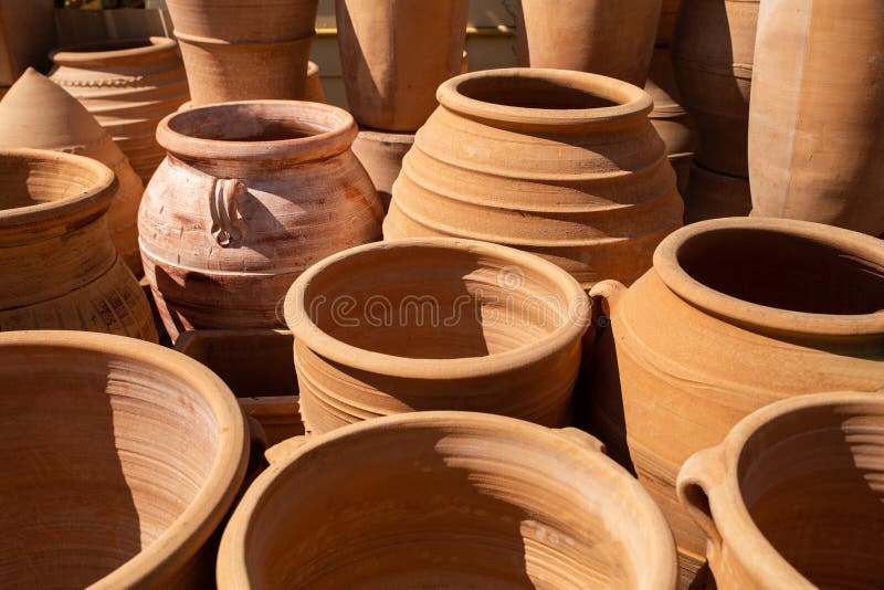 A Group of Terra Cotta Pots Stock Image Image of brown, design 236121591