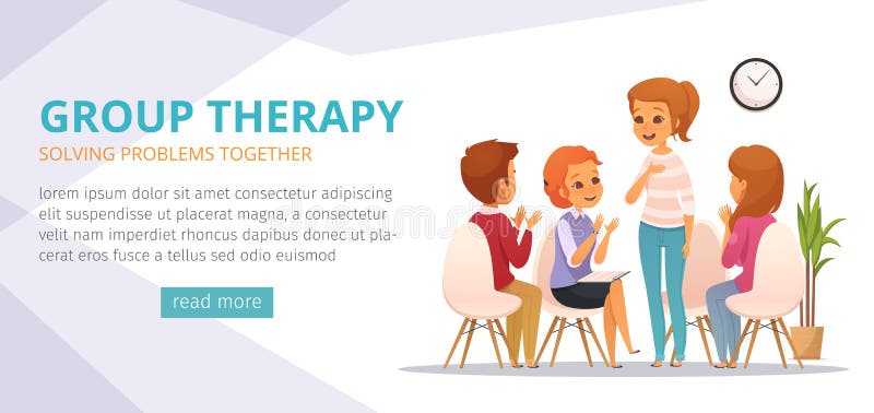 Group Therapy Cartoon Banner Stock Vector - Illustration of background