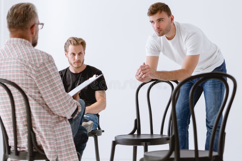 Group therapy for man stock photo. Image of white, circle 157118036