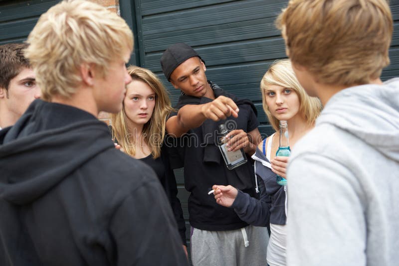 Group Of Threatening Teenagers Hanging Out