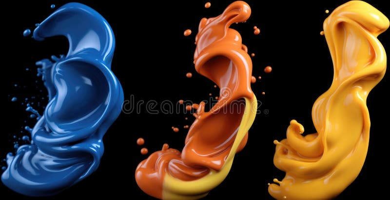 A group of three different colors of paint, AI vector illustration