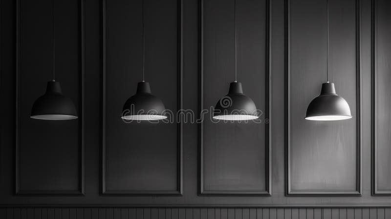 A group of three hanging lights are on a wall, AI vector illustration
