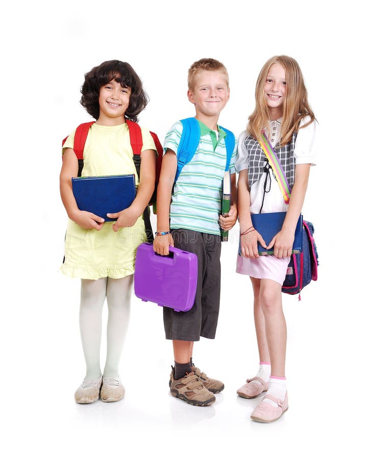 Group of three school children