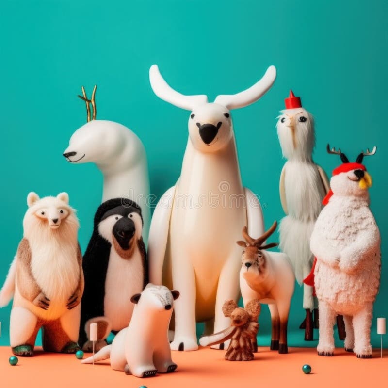 A Group of Toy Fantastic Animals Standing Next To Each Other
